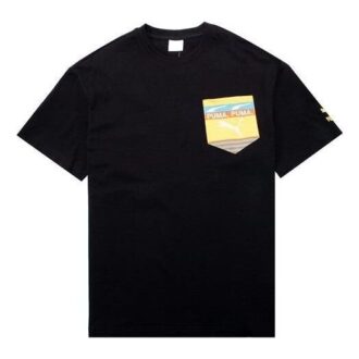 Boxy Pocket Logo Tişört “Siyah”