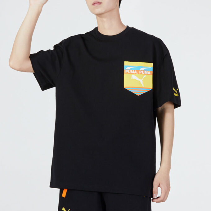 Boxy Pocket Logo Tişört “Siyah”