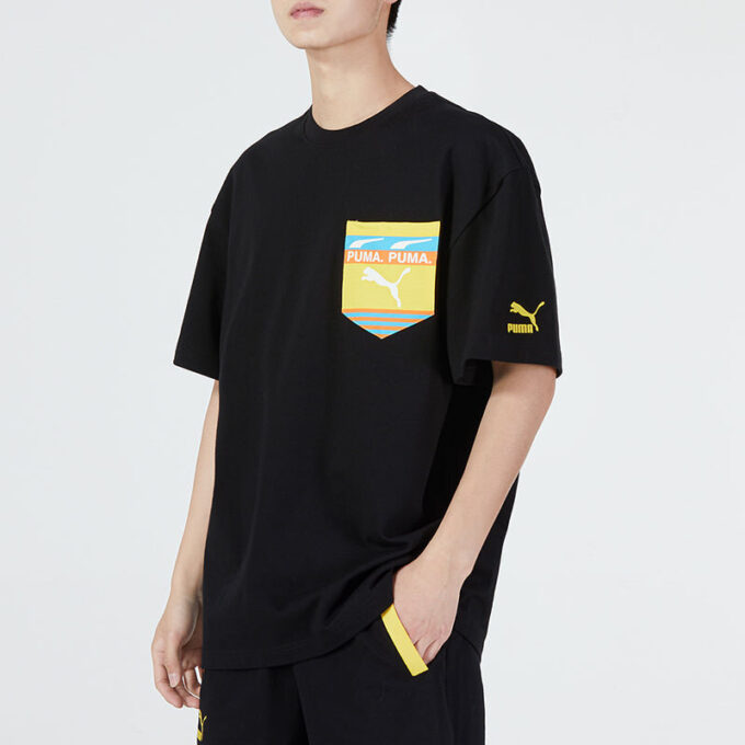 Boxy Pocket Logo Tişört “Siyah”