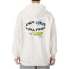 Büyük Boy Trend Grafik Logolu Kapüşonlu Sweatshirt “Beyaz”
