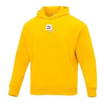 Büyük Boy Trend Grafik Logolu Kapüşonlu Sweatshirt “Sarı”