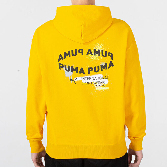 Büyük Boy Trend Grafik Logolu Kapüşonlu Sweatshirt “Sarı”
