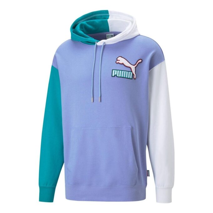 Colorblock Fandom Logolu Kapüşonlu Sweatshirt “Mor”
