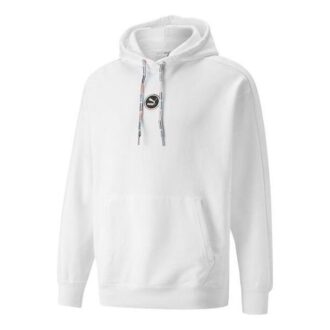 Daire Logolu Kapüşonlu Sweatshirt “Beyaz”