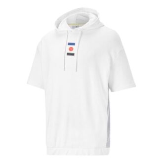 Decor 8 Kısa Kollu Kapüşonlu Sweatshirt “Beyaz Kırmızı Mavi”
