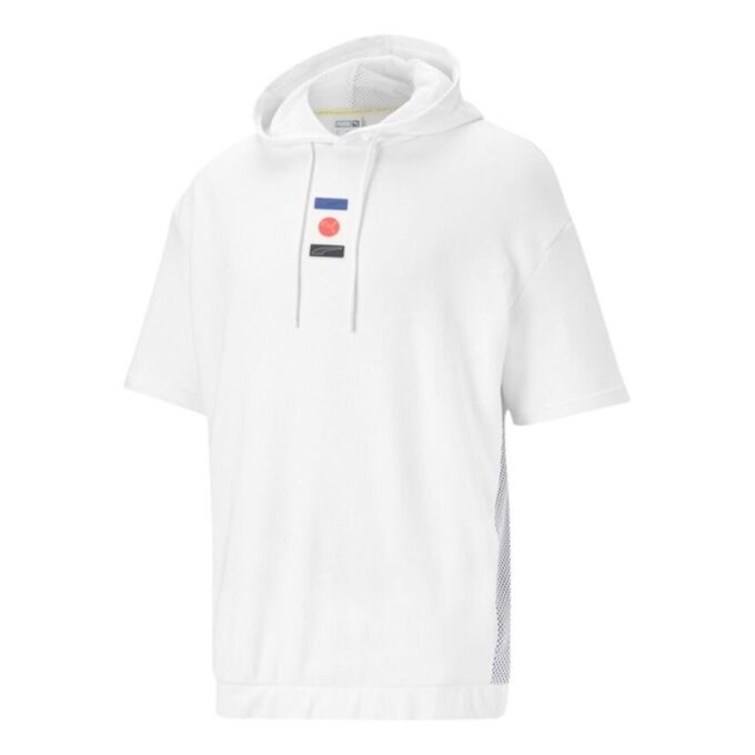 Decor 8 Kısa Kollu Kapüşonlu Sweatshirt “Beyaz Kırmızı Mavi”