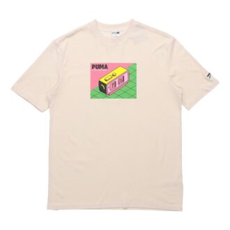 Downtown Graphic Tee “Bej Pembe Yeşil”
