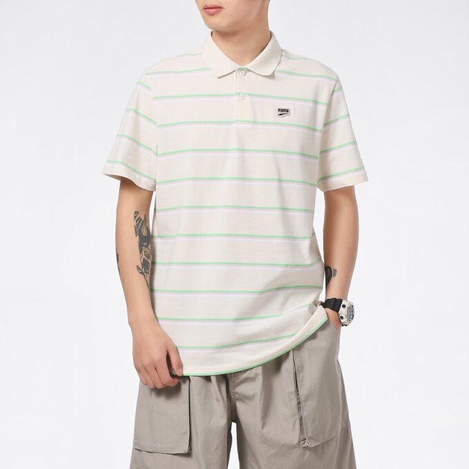 Downtown Stripe Polo Tişört “Bej”