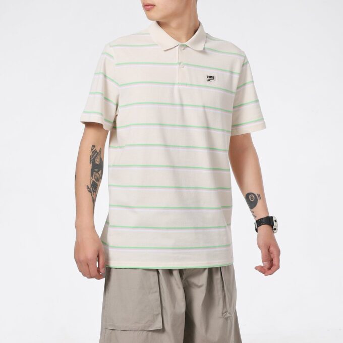 Downtown Stripe Polo Tişört “Bej”