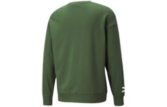 Düz Renkli Logo Yuvarlak Yaka Kazak Uzun Kollu Unisex Yeşil