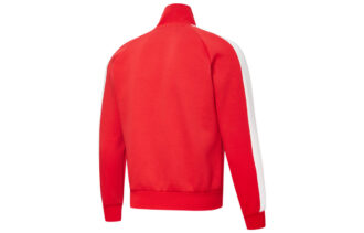 Erkek PUMA Logo Desenli Fermuarlı Örme Ceket Kırmızı