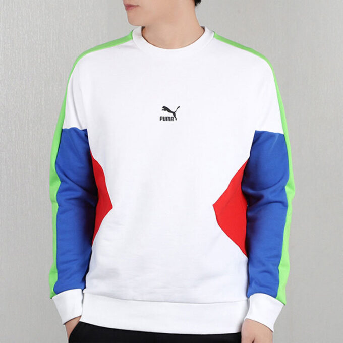 Erkek PUMA TFS Crew Yuvarlak Yaka Kazak Beyaz