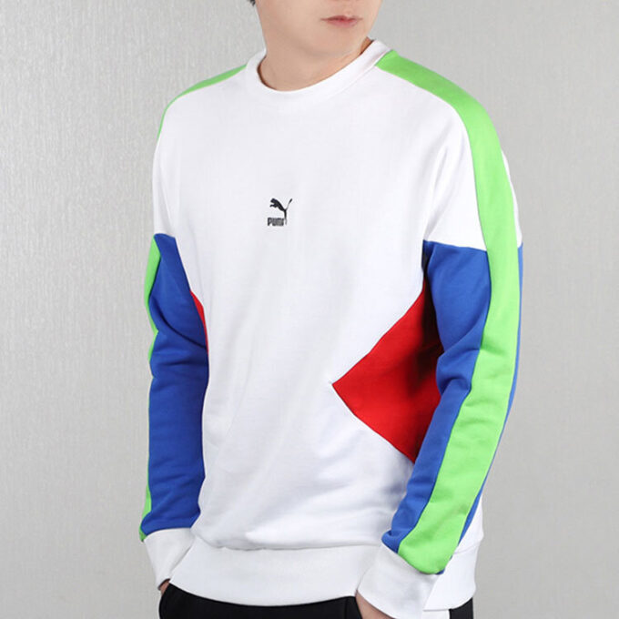 Erkek PUMA TFS Crew Yuvarlak Yaka Kazak Beyaz