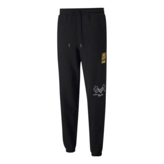Erkek PUMA x BRITTO Crossover Casual Nefes Alabilen Spor Örme Uzun Pantolon Siyah