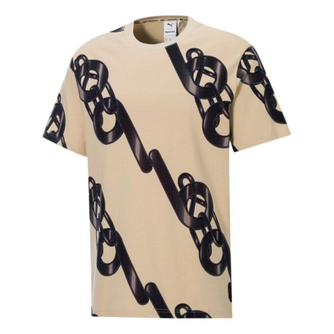 Erkek PUMA x PRONOUNCE Unisex Grafik Tişört Çapraz Zincir Baskılı Spor Günlük Spor Kısa Kollu Haki