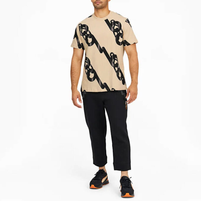 Erkek PUMA x PRONOUNCE Unisex Grafik Tişört Çapraz Zincir Baskılı Spor Günlük Spor Kısa Kollu Haki