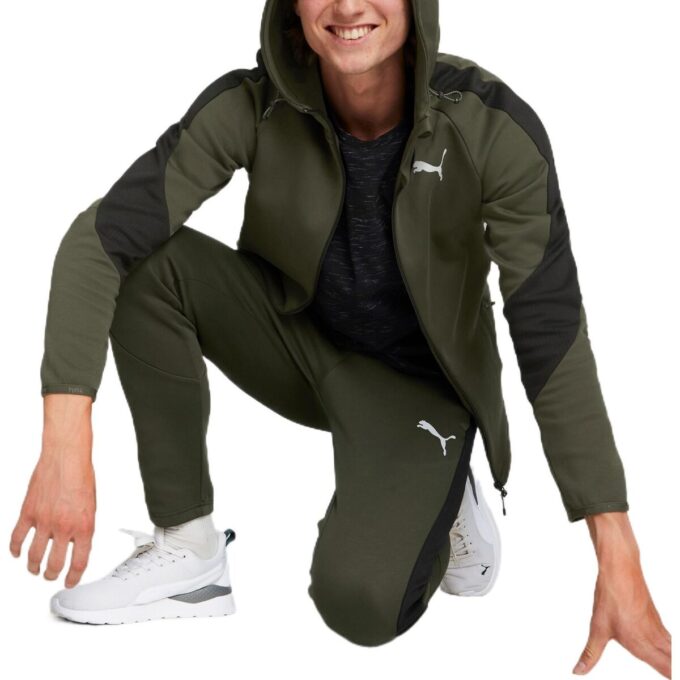 Evostripe Tam Fermuarlı Kapüşonlu Sweatshirt “Yeşil”