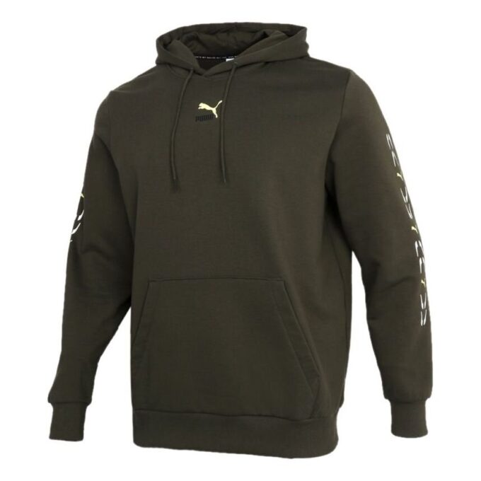 Grafik Kapüşonlu Sweatshirt “Zeytin Yeşili Beyaz”