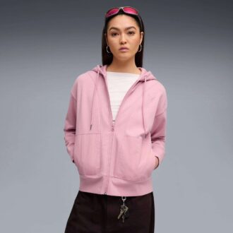 Kadın Rahat Fermuarlı Kapüşonlu Sweatshirt
