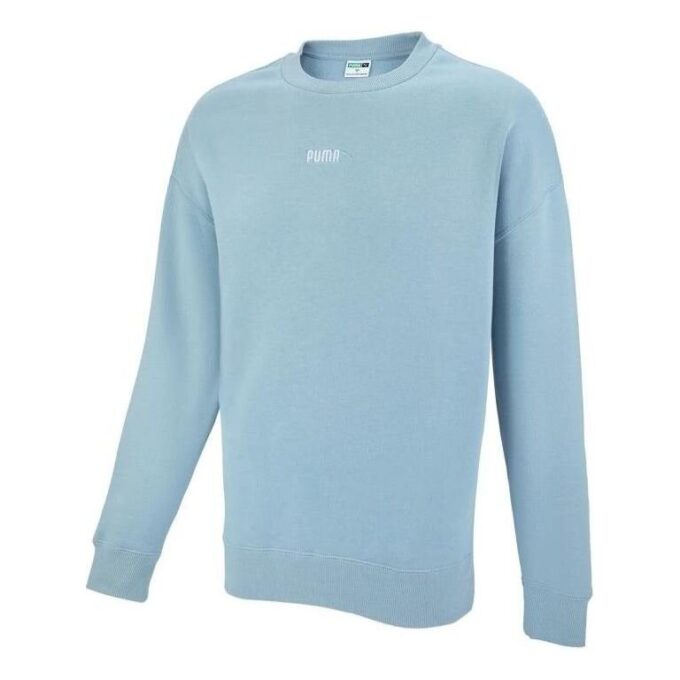 Küçük Logo Yuvarlak Yaka Sweatshirt “Mavi”