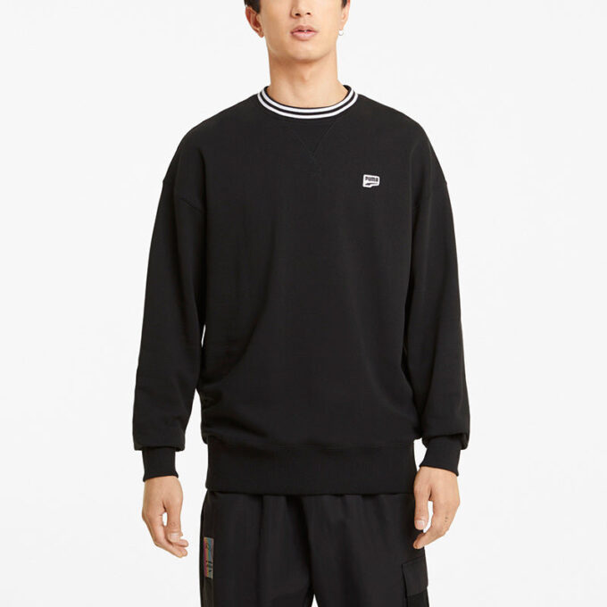 Küçük Logo Yuvarlak Yaka Sweatshirt “Siyah Beyaz”