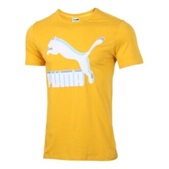 Klasik Logo logo Spor Kısa Kollu Tişört Erkek Sarı