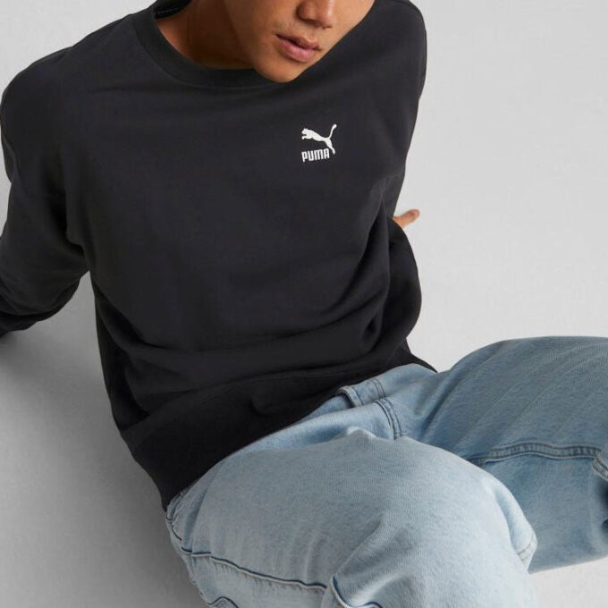 Klasik Rahat Yuvarlak Yaka Sweatshirt “Siyah”