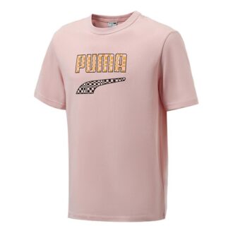 Komik Logo Baskı Spor Yuvarlak Yaka Kısa Kollu Pembe Kırmızı