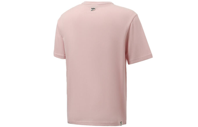 Komik Logo Baskı Spor Yuvarlak Yaka Kısa Kollu Pembe Kırmızı