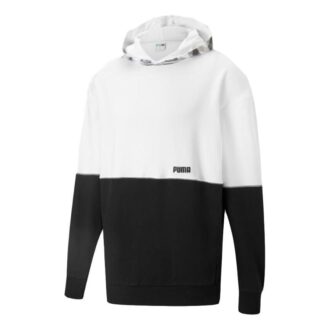 Kontrast Kapüşonlu Sweatshirt “Beyaz Siyah”
