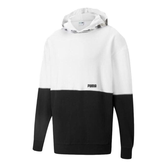 Kontrast Kapüşonlu Sweatshirt “Beyaz Siyah”