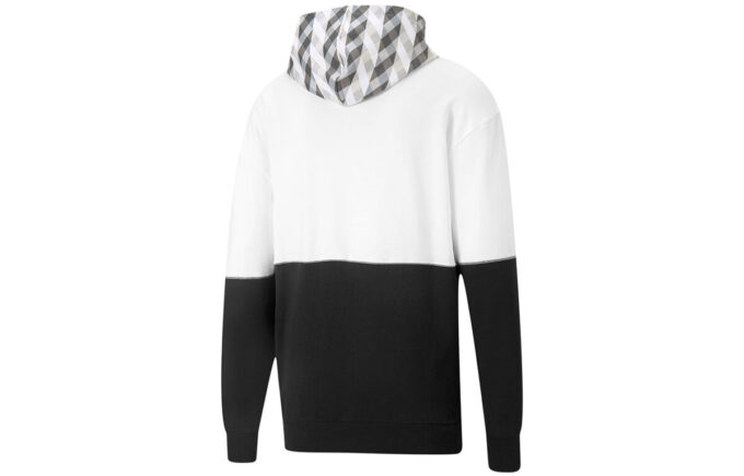 Kontrast Kapüşonlu Sweatshirt “Beyaz Siyah”
