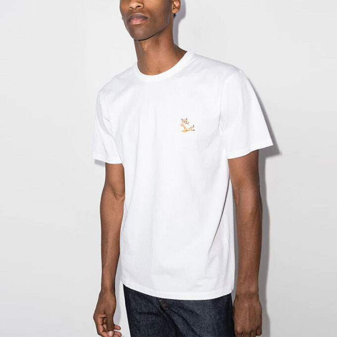 Maison Kitsune Chillax Fox Patch Klasik Tişört “Beyaz”