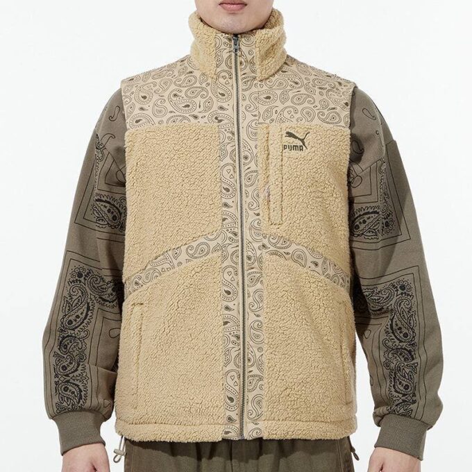 Paisley Dokuma Sherpa Yelek “Tan”