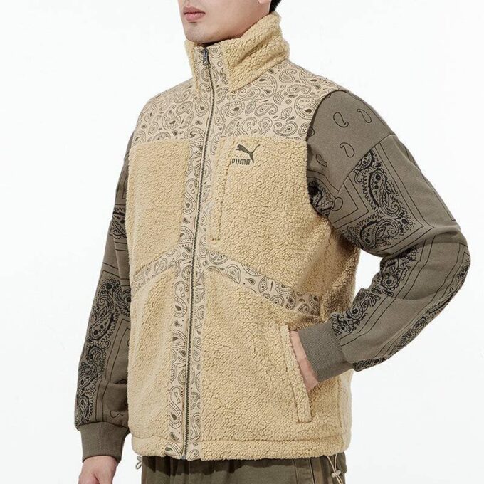 Paisley Dokuma Sherpa Yelek “Tan”