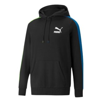 Pamuklu Yuvarlak Yaka Kapüşonlu Sweatshirt “Siyah Mavi Yeşil”