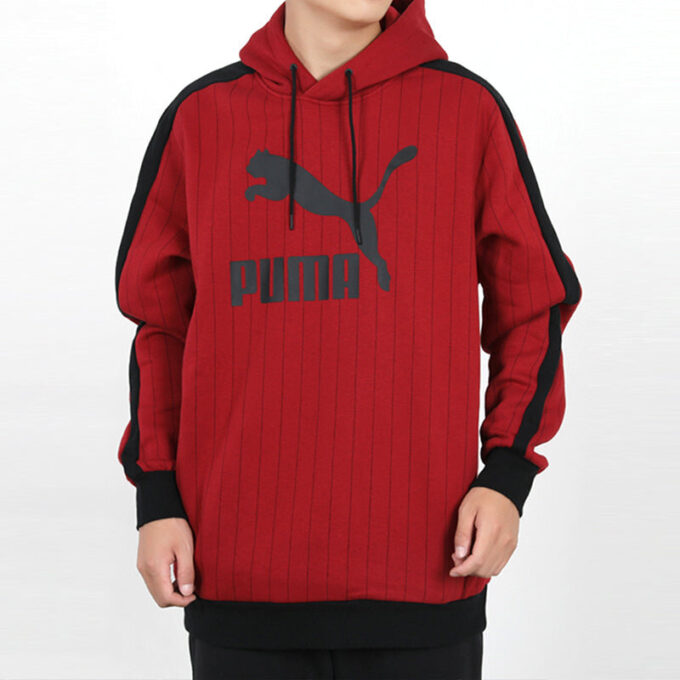 Pinstripe Aop Kapüşonlu Sweatshirt “Kırmızı”