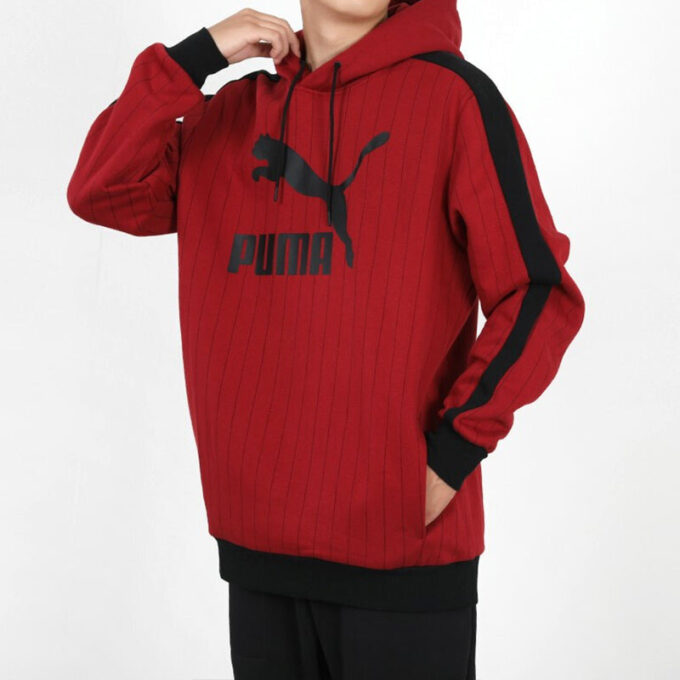 Pinstripe Aop Kapüşonlu Sweatshirt “Kırmızı”