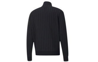 Pinstripe Track Top Çizgili Polar Astarlı Dik Yaka Fermuarlı Ceket Siyah