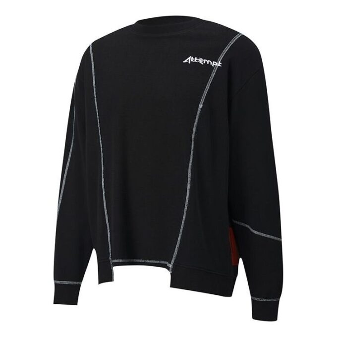PUMA x ATTEMPT Crossover Casual Yuvarlak Yaka Kontrast Renkler Uzun Kollu Siyah