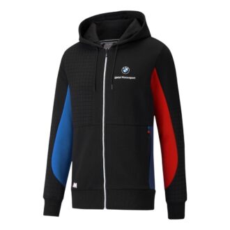 PUMA x BMW M Motorsport Regular Fit Tam Fermuarlı Erkek Regular Fit Kapüşonlu Üst “Siyah Kırmızı Mavi”