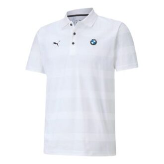 PUMA x BMW Motorsport Çizgili Kısa Kollu Polo Tişört “Beyaz Siyah”