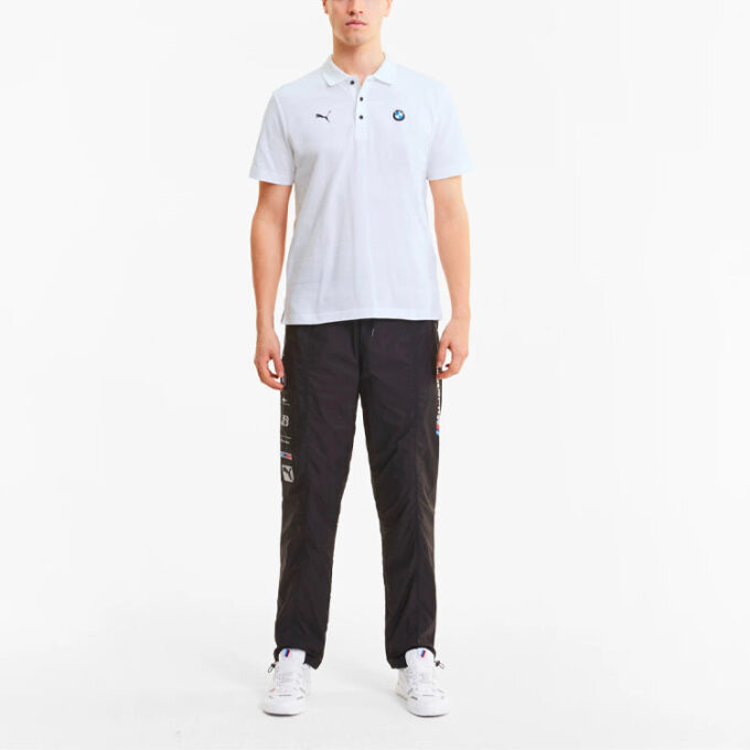 PUMA x BMW Motorsport Çizgili Kısa Kollu Polo Tişört “Beyaz Siyah”