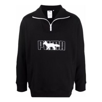 PUMA x Maison Kitsun Yarım Fermuarlı Kazak “Siyah Beyaz”