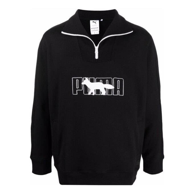 PUMA x Maison Kitsun Yarım Fermuarlı Kazak “Siyah Beyaz”