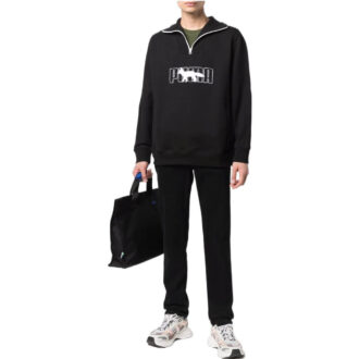 PUMA x Maison Kitsun Yarım Fermuarlı Kazak “Siyah Beyaz”