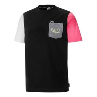 PUMA x Mr Doodle Crossover Casual Sports Yuvarlak Yaka Kısa Kollu Siyah