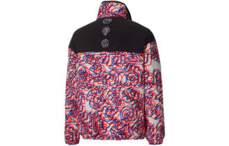 PUMA x Mr Doodle Crossover Graffiti Baskılı Kontrast Renkler Hırka Dik Yaka Ceket Kırmızı