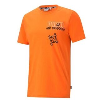 PUMA x Mr Doodle RELAXED TEE Baskılı Kısa Kollu Alev Turuncusu