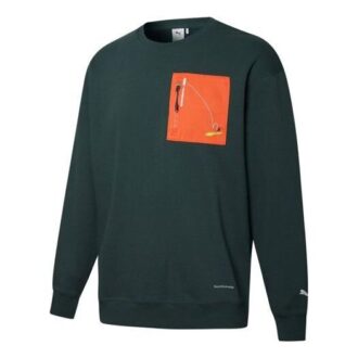 PUMA x Roaringwild Cepli Yuvarlak Yaka Sweatshirt “Zeytin Yeşili Turuncu”